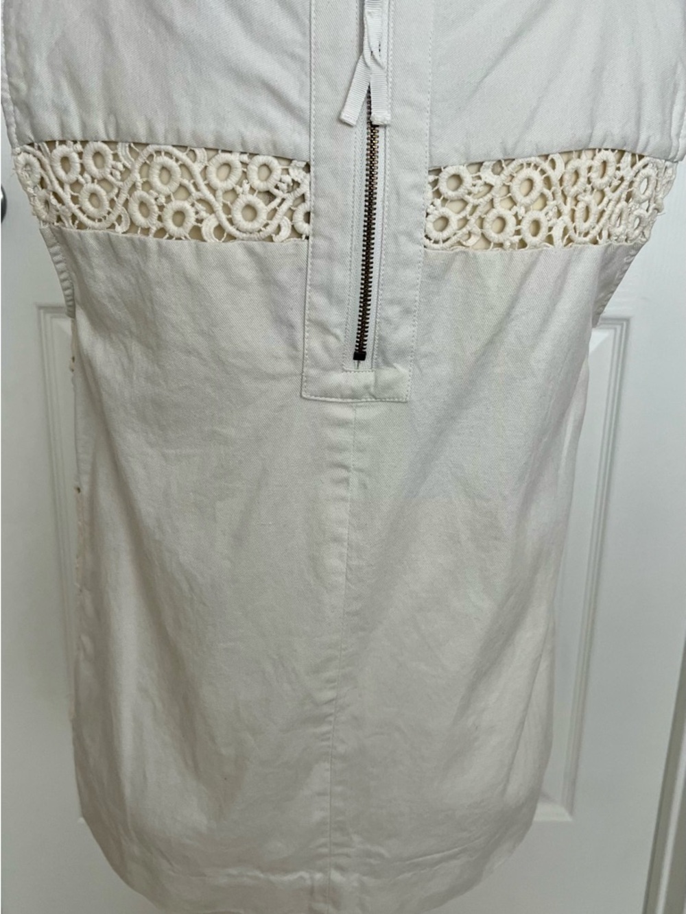HD in Paris Cream Sleeveless Top with Crochet Detail